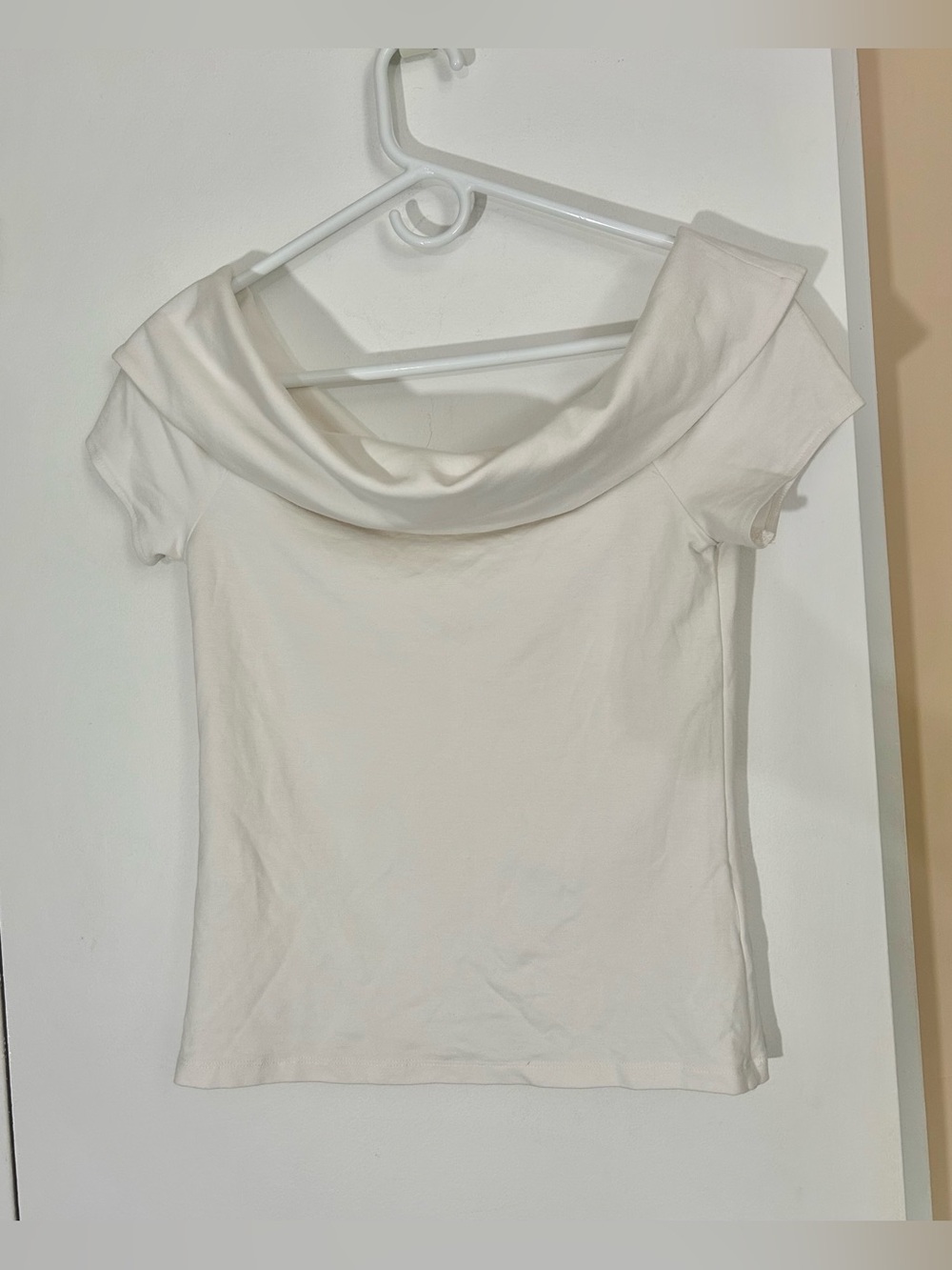 COS White Off-Shoulder Short Sleeve Top Top, Women’s Small
